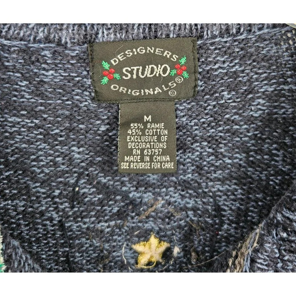 Designers Studio Original Women Sz M Sweater Festive Holiday Christmas Zip Front - Picture 3 of 4